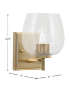Franklin One Light Wall Sconce in New Age Brass with Clear Bubble Shade