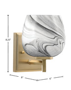 Franklin One Light Wall Sconce in New Age Brass with Onyx Swirl Shade