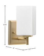 Franklin One Light Wall Sconce in New Age Brass with Square White Marble Shade