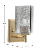 Franklin One Light Wall Sconce in New Age Brass with Square Smoke Bubble Shade