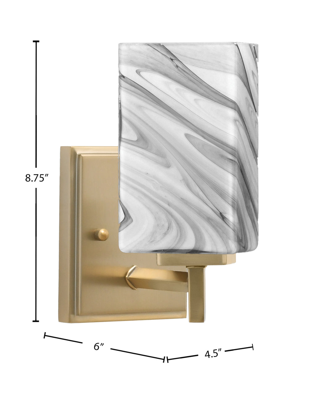 Franklin One Light Wall Sconce in New Age Brass with Square Onyx Swirl Shade
