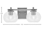 Franklin Two Light Bath Bar in Graphite with Clear Bubble Shade