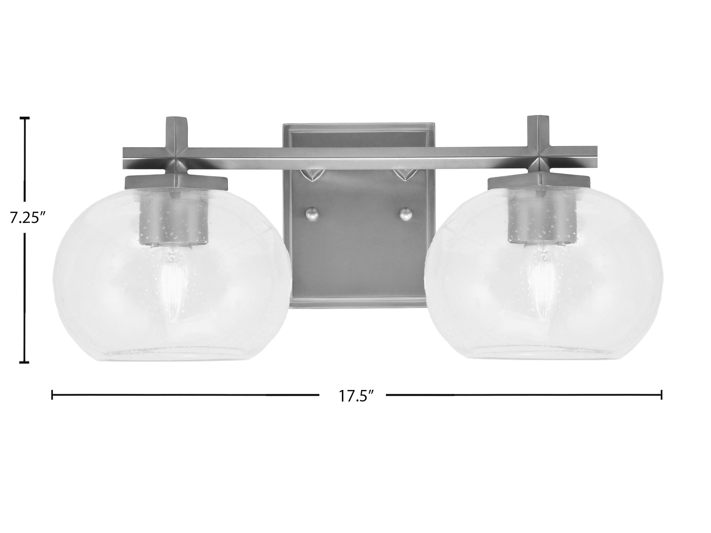 Franklin Two Light Bath Bar in Graphite with Clear Bubble Shade