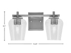 Franklin Two Light Bath Bar in Graphite with Clear Bubble Shade