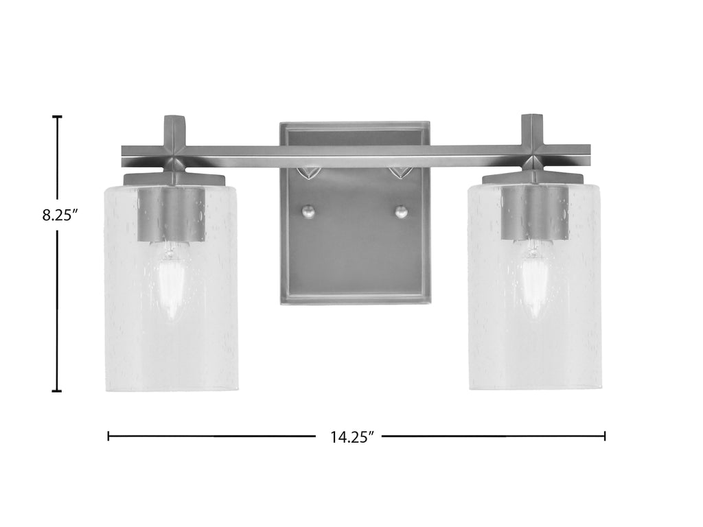 Franklin Two Light Bath Bar in Graphite with Clear Bubble Shade