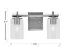 Franklin Two Light Bath Bar in Graphite with Clear Bubble Shade