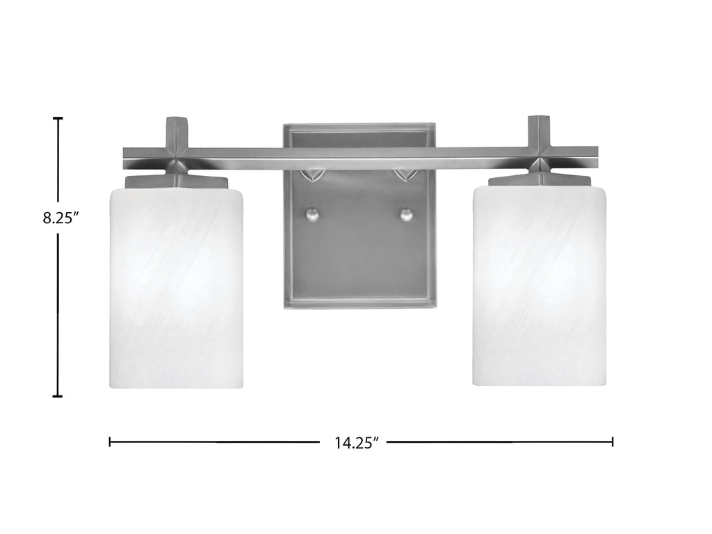 Franklin Two Light Bath Bar in Graphite with White Marble Shade