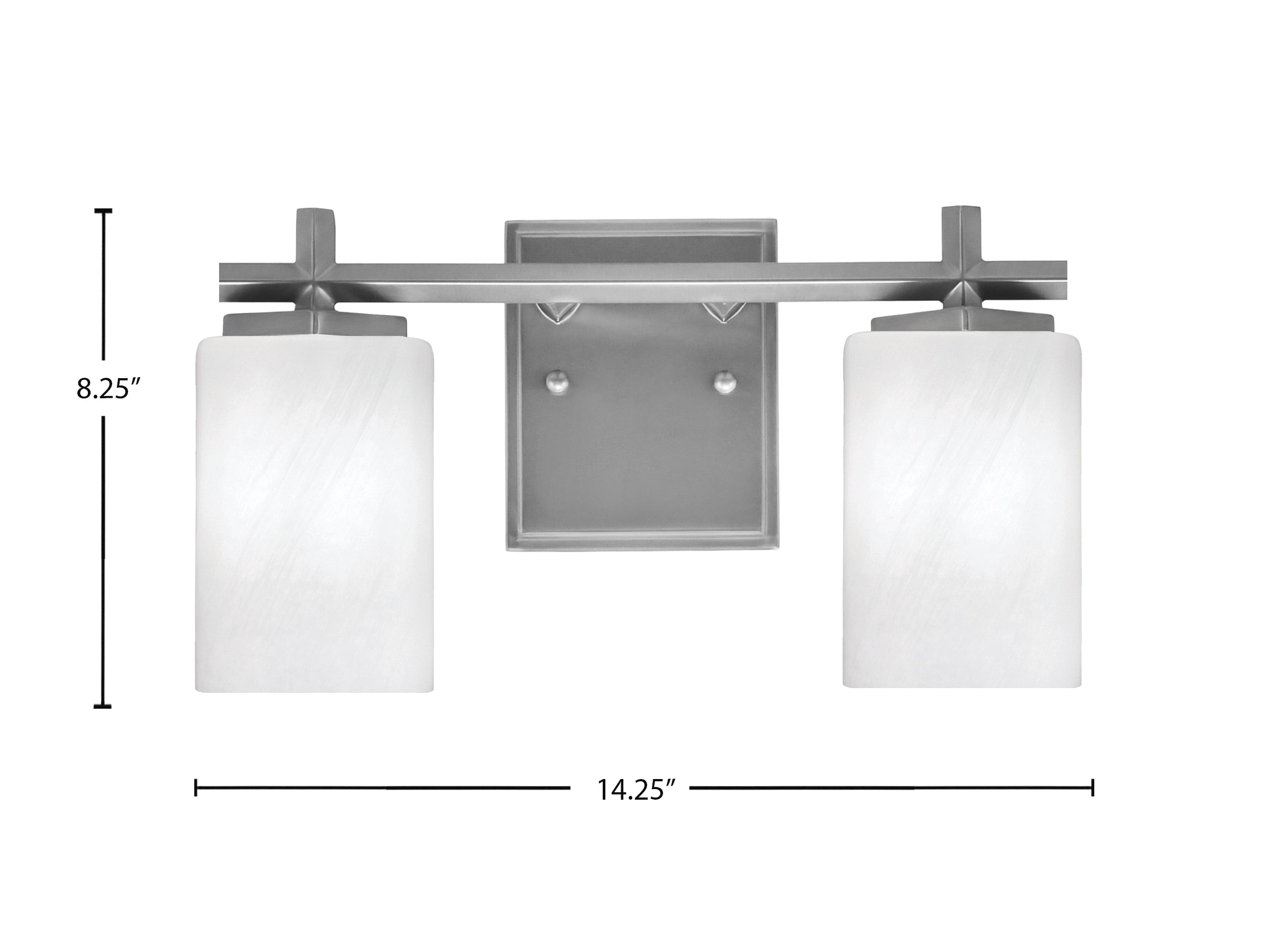 Franklin Two Light Bath Bar in Graphite with White Marble Shade