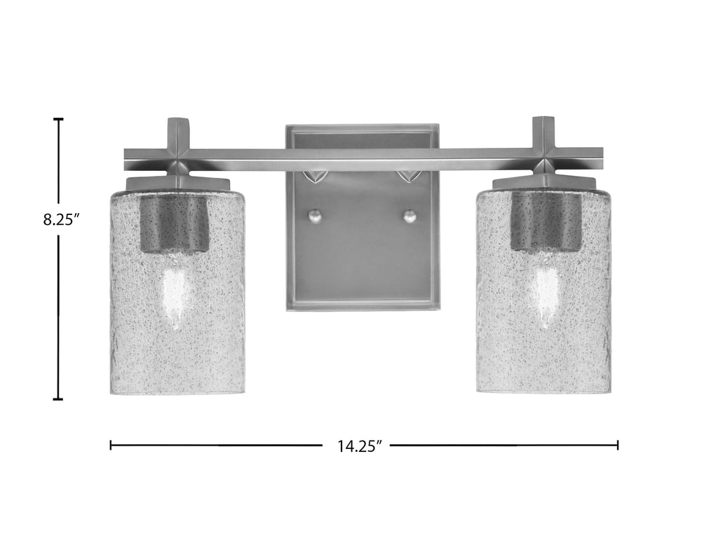 Franklin Two Light Bath Bar in Graphite with Smoke Bubble Shade