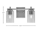 Franklin Two Light Bath Bar in Graphite with Smoke Bubble Shade