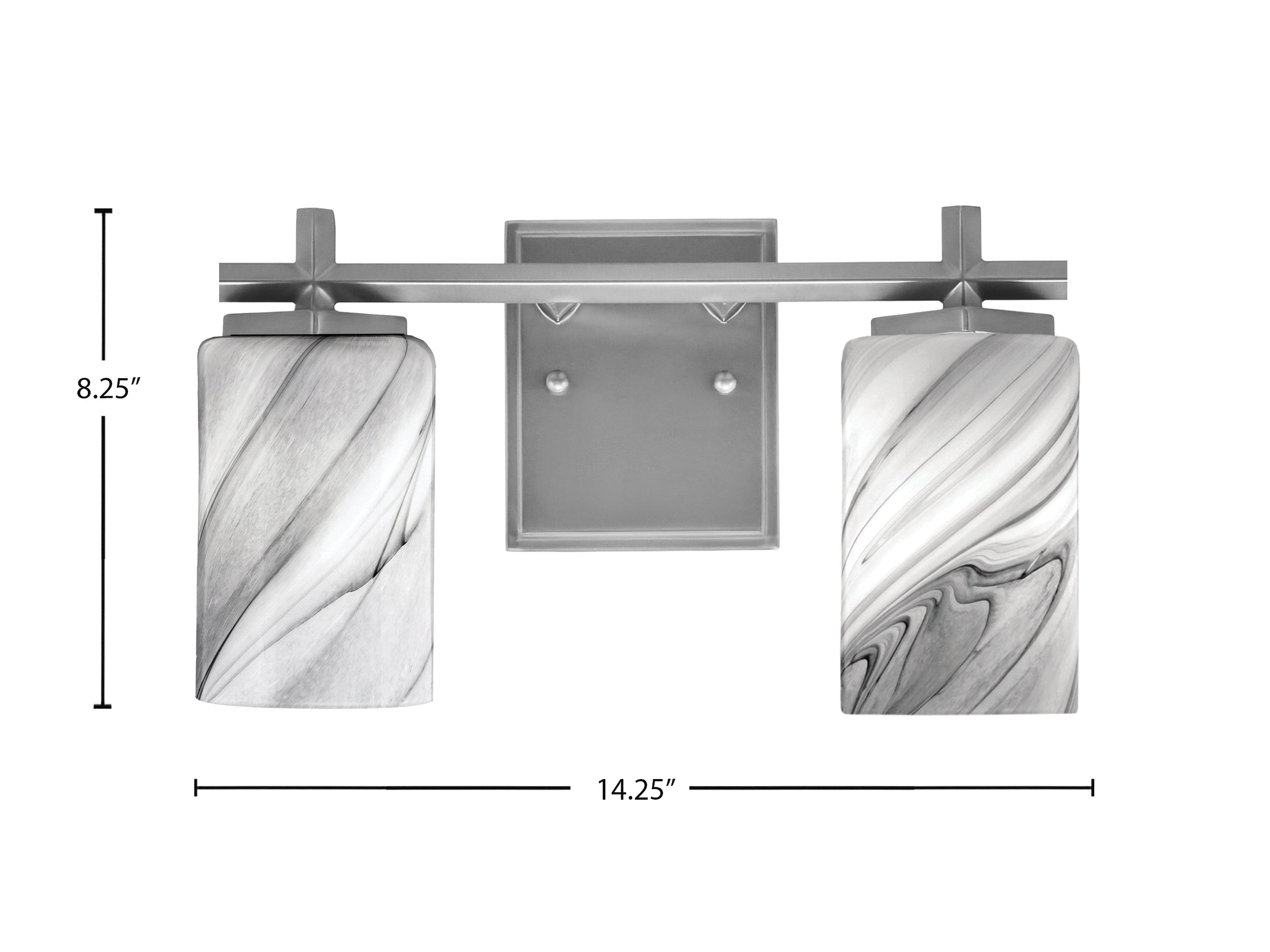 Franklin Two Light Bath Bar in Graphite with Onyx Swirl Shade