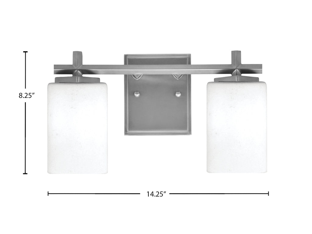 Franklin Two Light Bath Bar in Graphite with White Muslin Shade