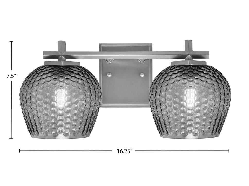 Franklin Two Light Bath Bar in Graphite with Smoke Textured Shade