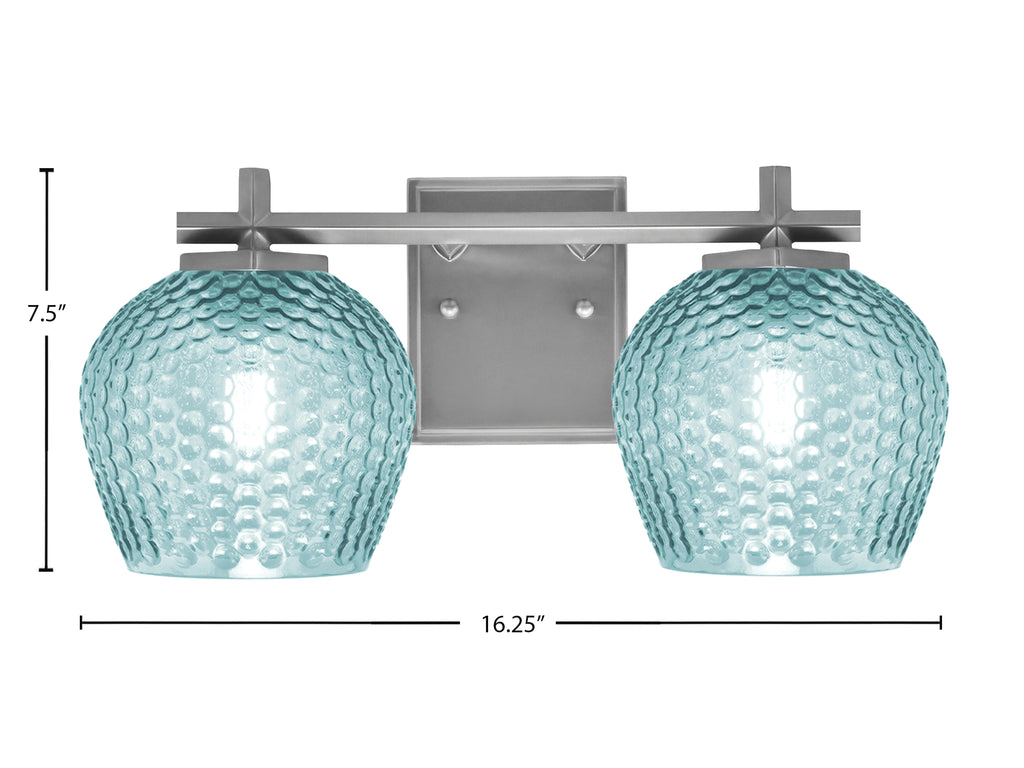 Franklin Two Light Bath Bar in Graphite with Turquoise Textured Shade