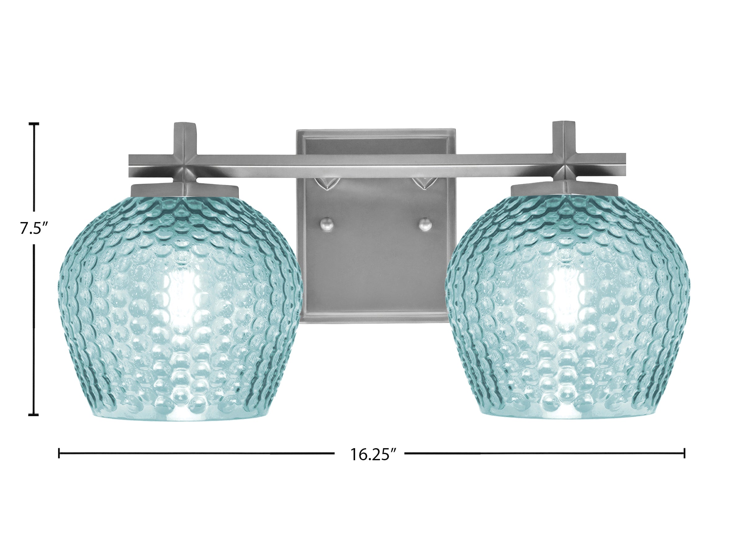 Franklin Two Light Bath Bar in Graphite with Turquoise Textured Shade