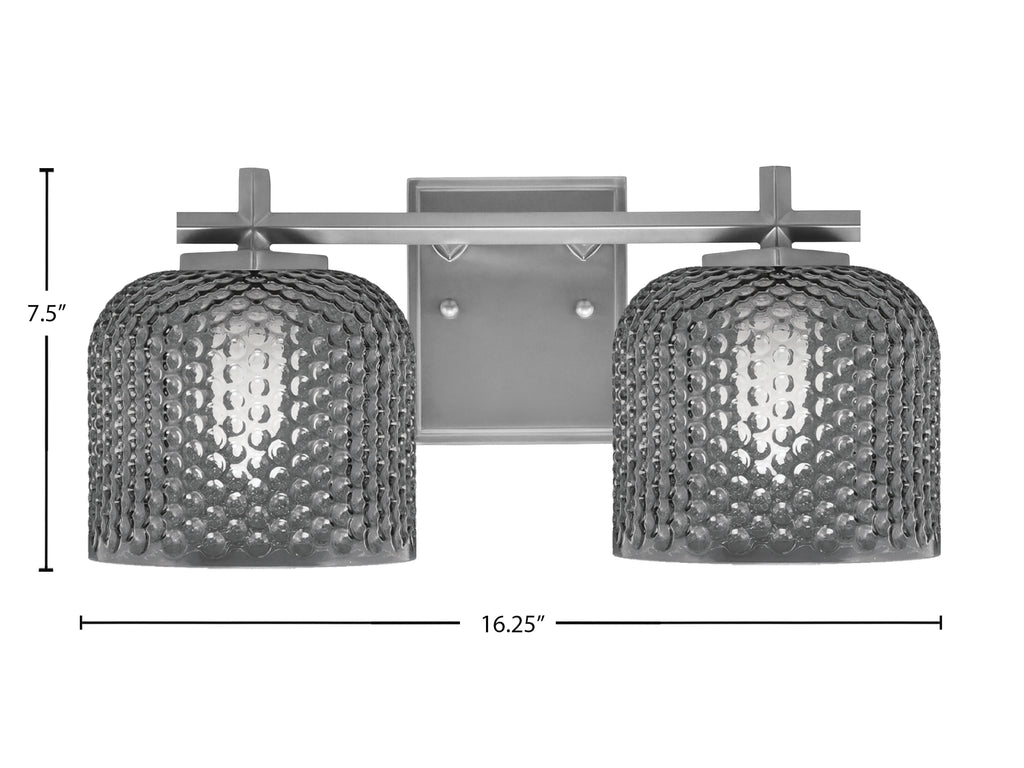 Franklin Two Light Bath Bar in Graphite with Smoke Textured Shade