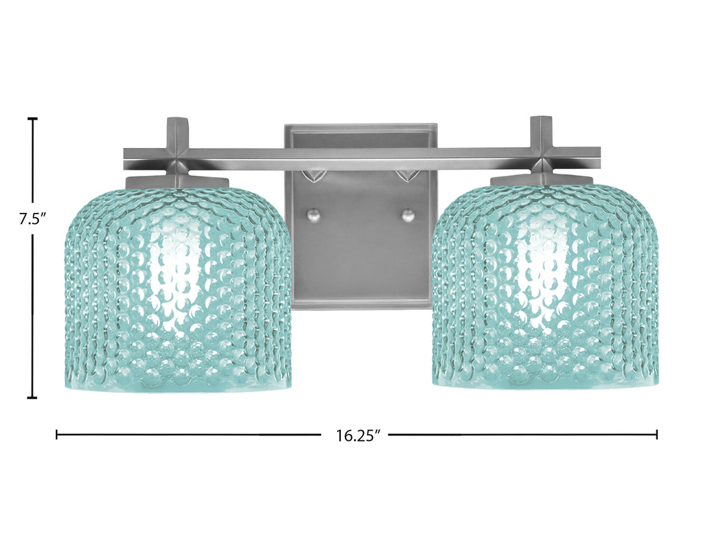 Franklin Two Light Bath Bar in Graphite with Turquoise Textured Shade
