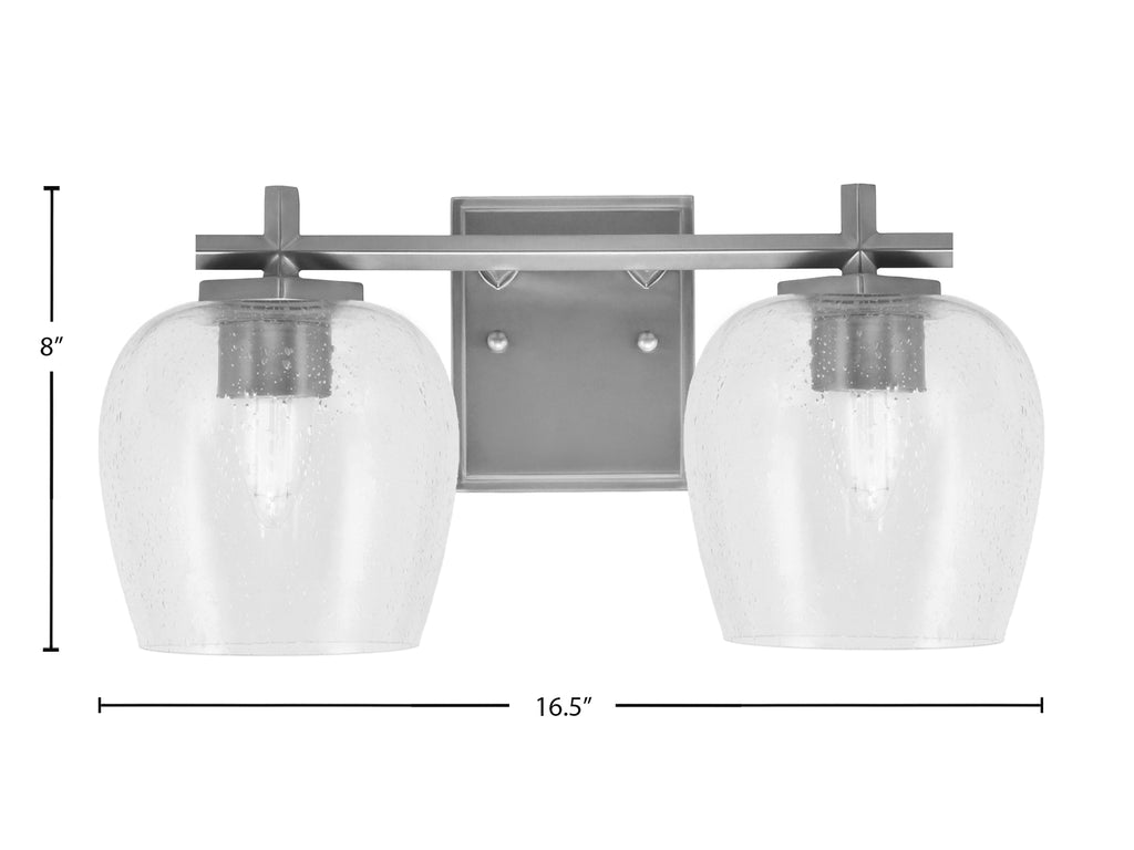 Franklin Two Light Bath Bar in Graphite with Clear Bubble Shade