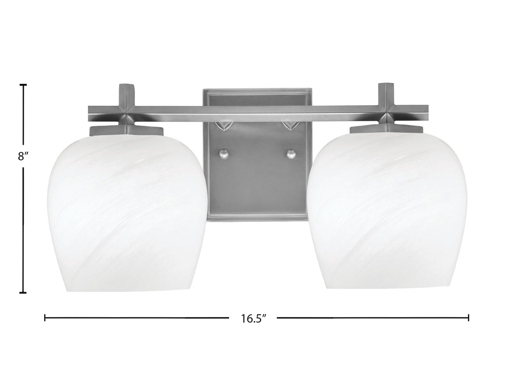 Franklin Two Light Bath Bar in Graphite with White Marble Shade