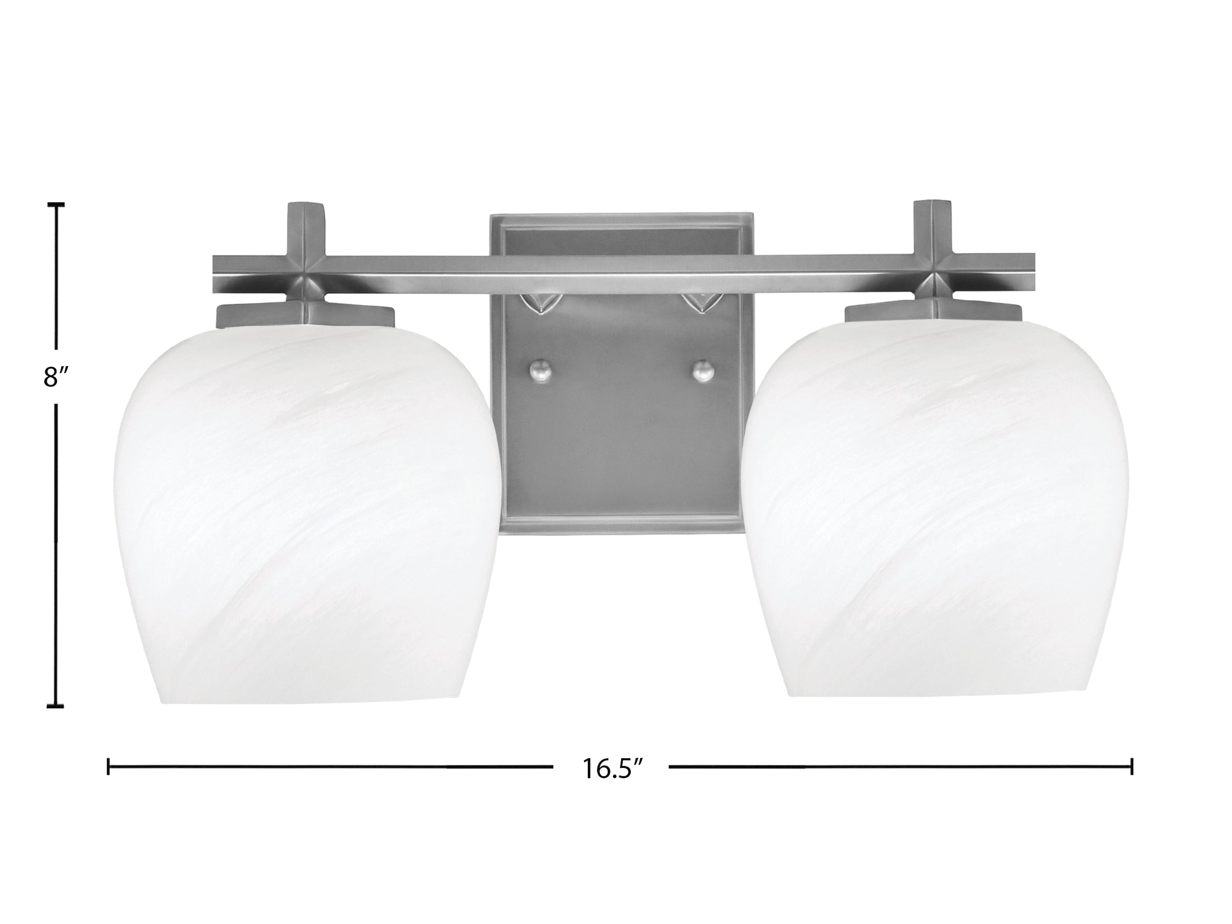 Franklin Two Light Bath Bar in Graphite with White Marble Shade