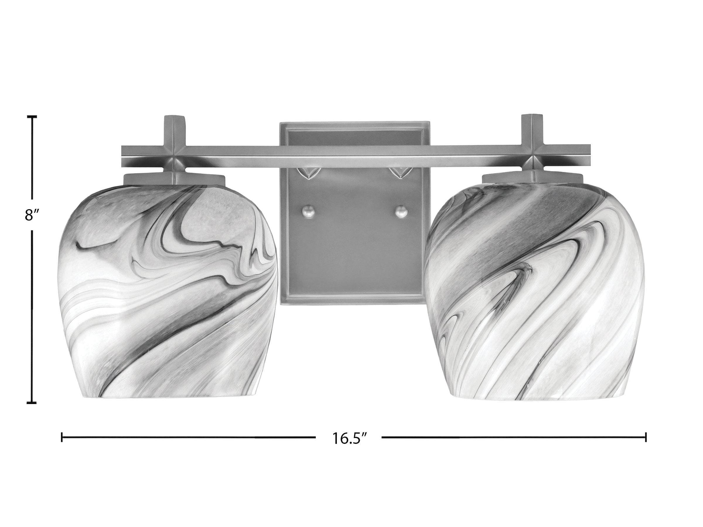 Franklin Two Light Bath Bar in Graphite with Onyx Swirl Shade