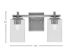 Franklin Two Light Bath Bar in Graphite with Square Clear Bubble Shade