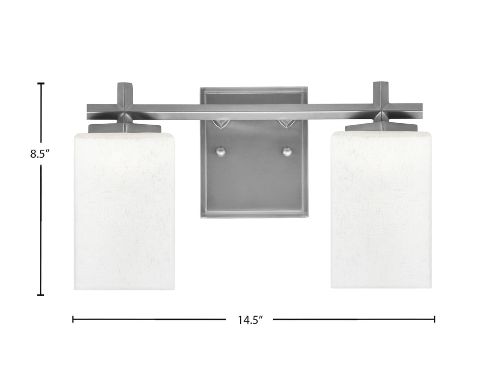 Franklin Two Light Bath Bar in Graphite with Square White Muslin Shade