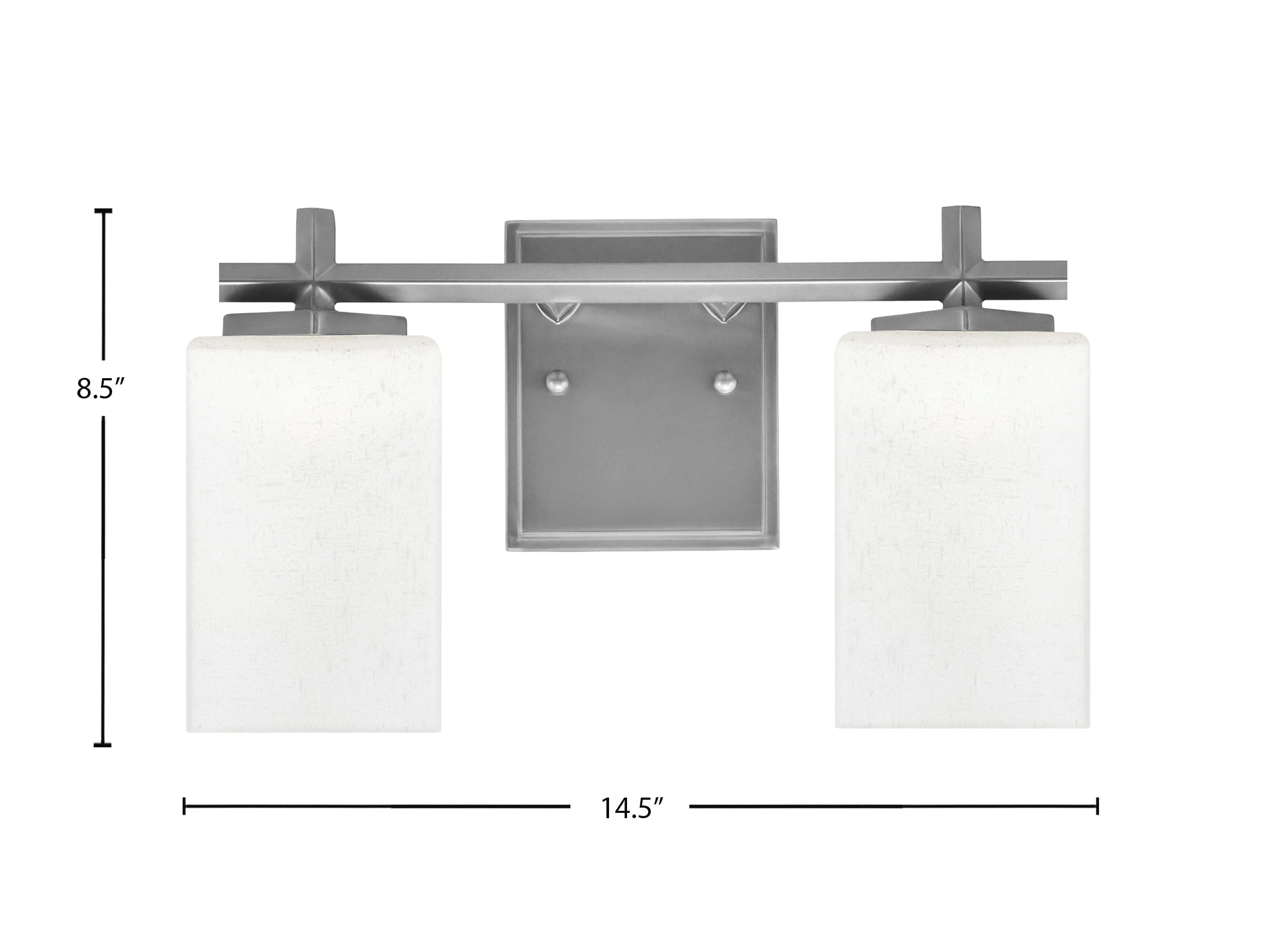 Franklin Two Light Bath Bar in Graphite with Square White Muslin Shade