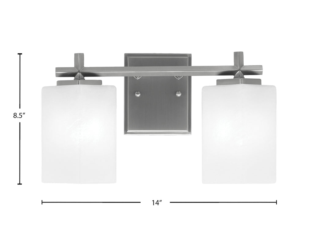 Franklin Two Light Bath Bar in Graphite with Square White Marble Shade