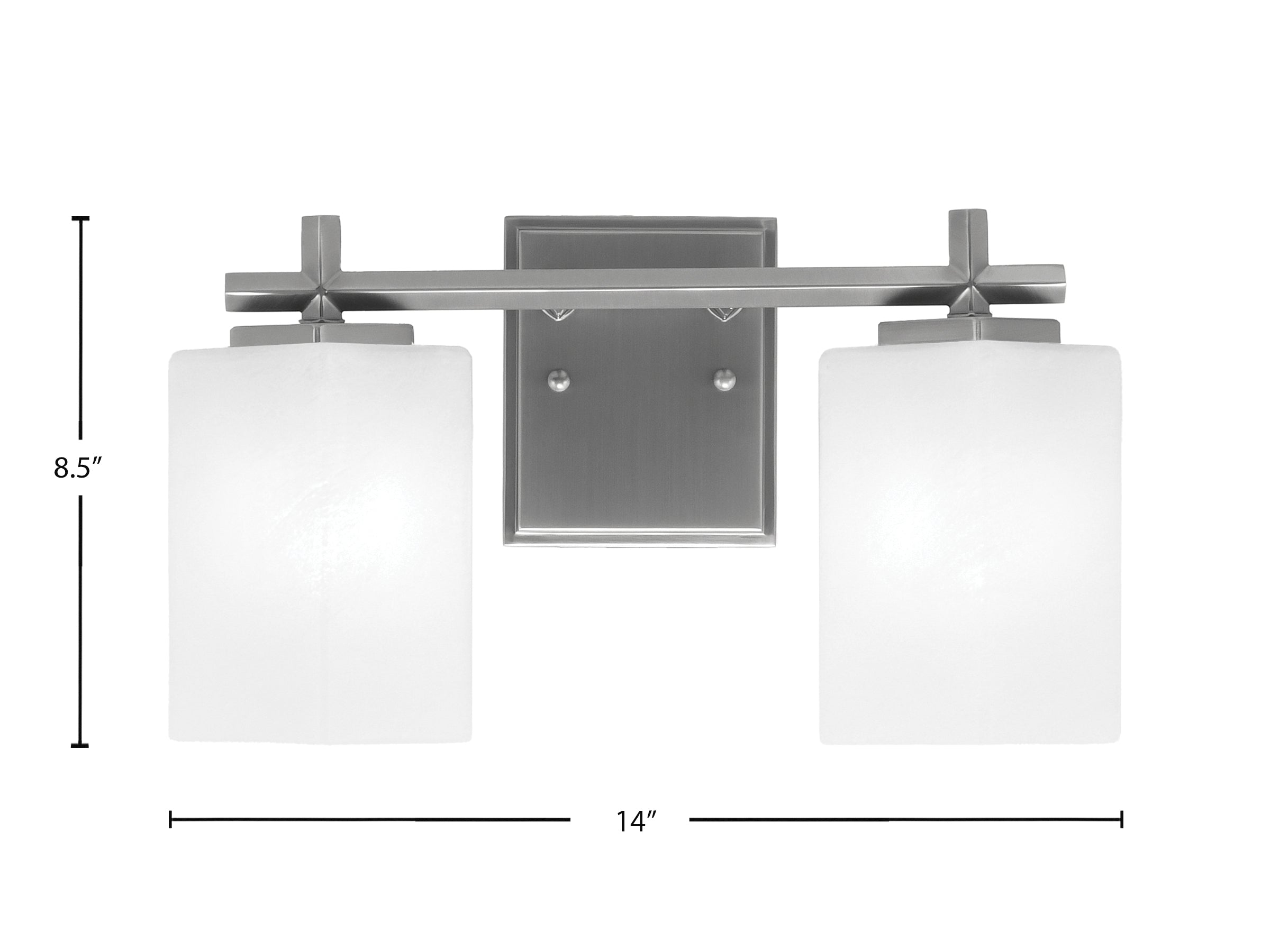 Franklin Two Light Bath Bar in Graphite with Square White Marble Shade