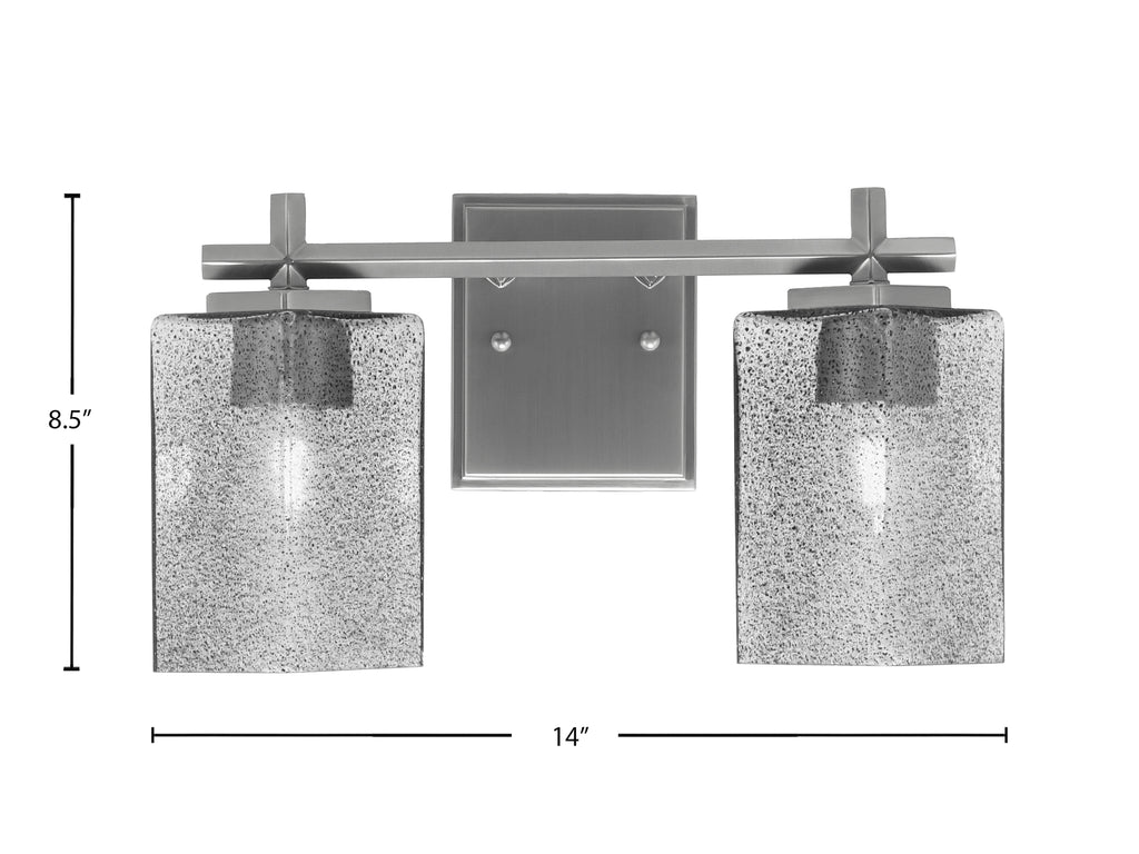 Franklin Two Light Bath Bar in Graphite with Square Smoke Bubble Shade