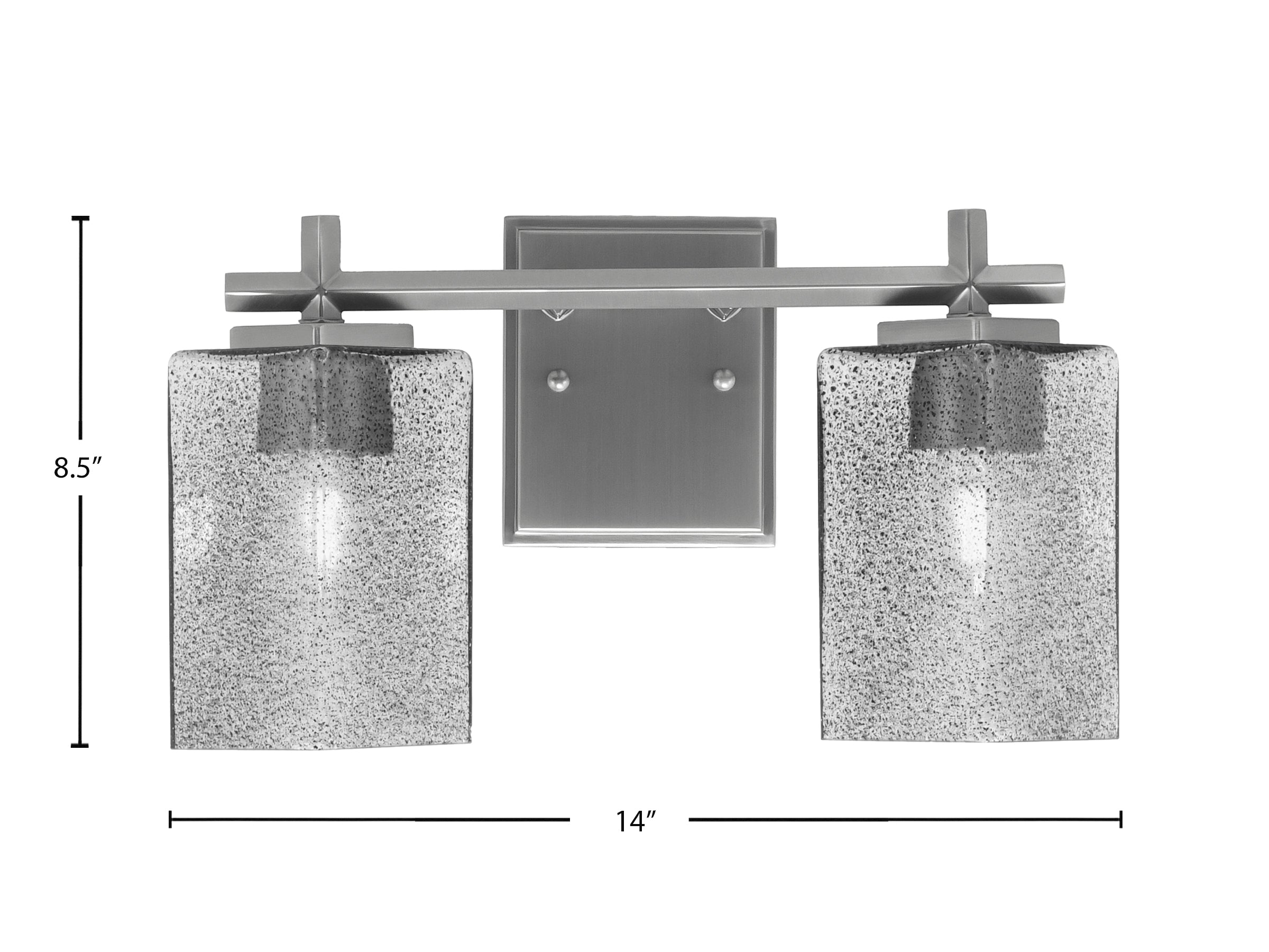 Franklin Two Light Bath Bar in Graphite with Square Smoke Bubble Shade
