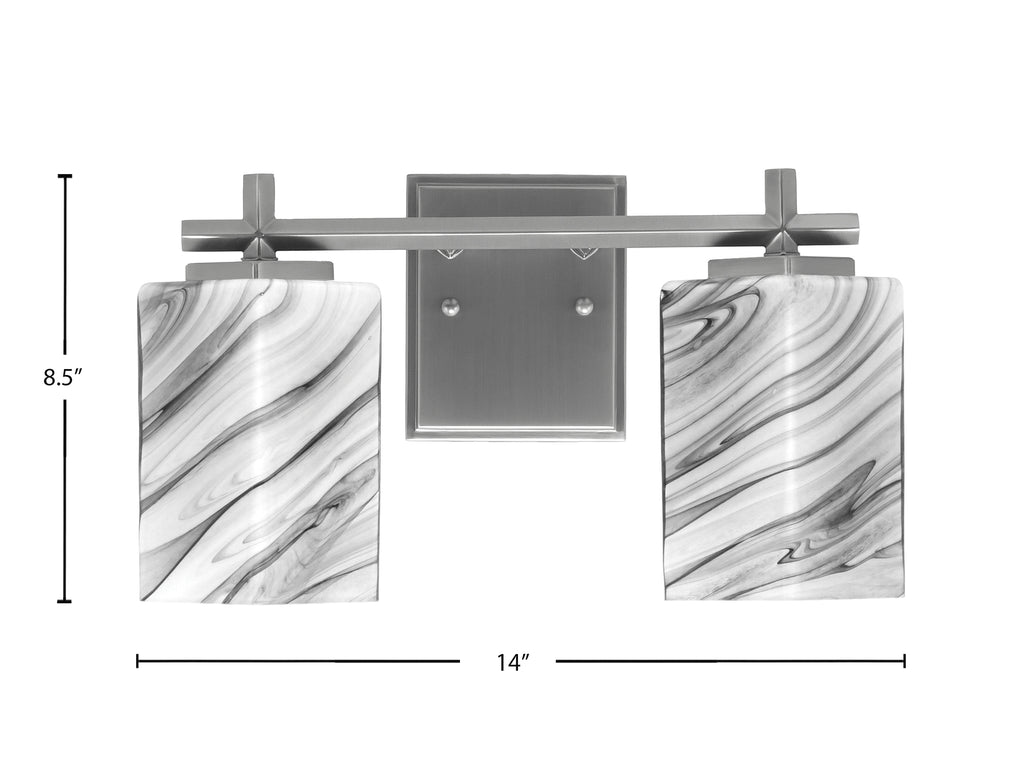 Franklin Two Light Bath Bar in Graphite with Square Onyx Swirl Shade