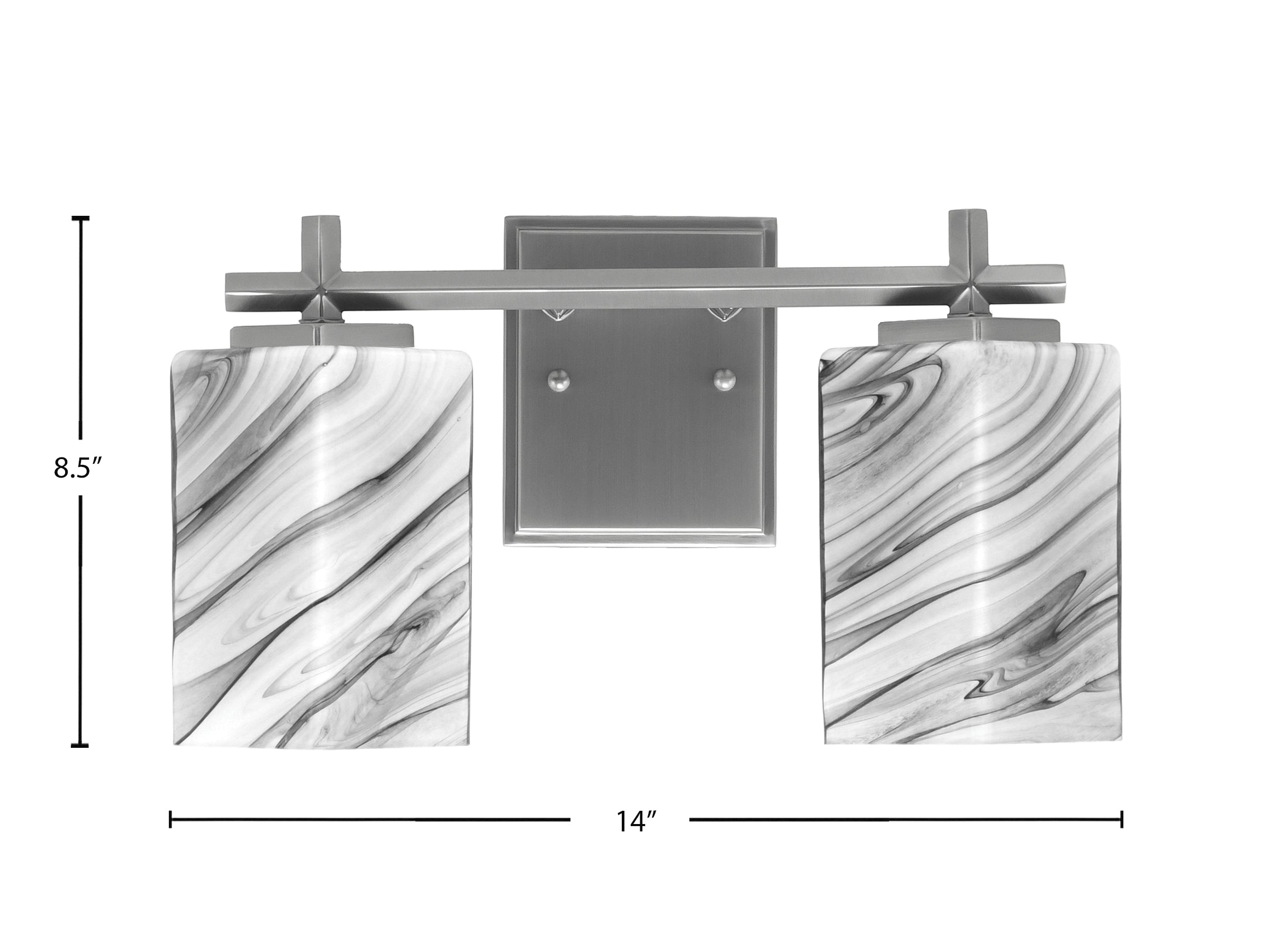 Franklin Two Light Bath Bar in Graphite with Square Onyx Swirl Shade