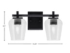 Franklin Two Light Bath Bar in Matte Black with Clear Bubble Shade