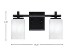 Franklin Two Light Bath Bar in Matte Black with White Marble Shade