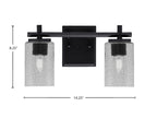 Franklin Two Light Bath Bar in Matte Black with Smoke Bubble Shade