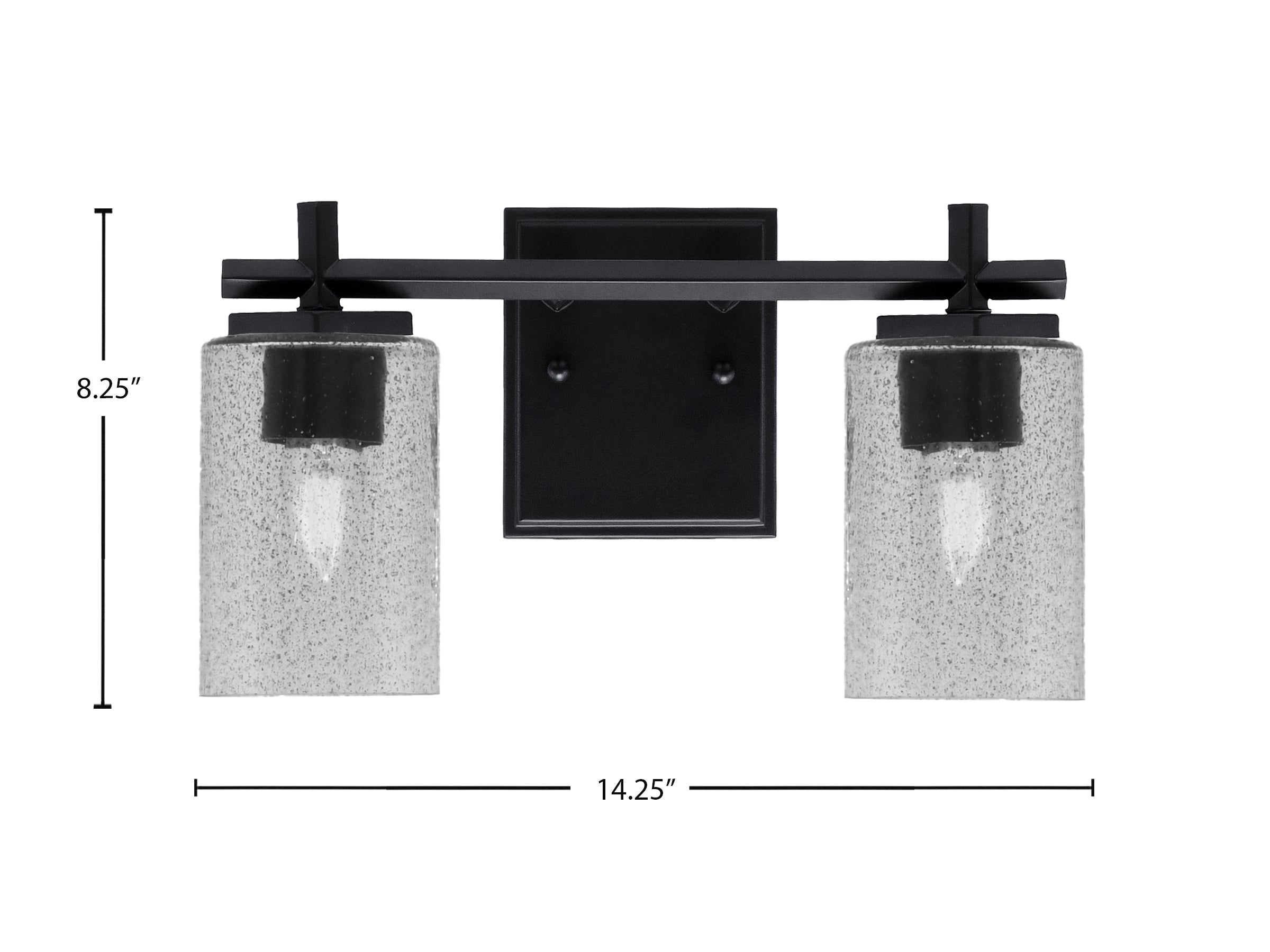 Franklin Two Light Bath Bar in Matte Black with Smoke Bubble Shade