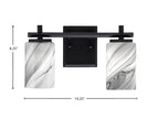 Franklin Two Light Bath Bar in Matte Black with Onyx Swirl Shade