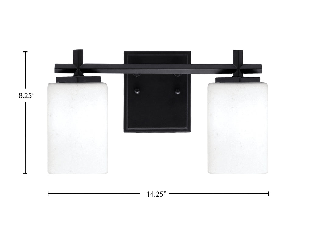 Franklin Two Light Bath Bar in Matte Black with White Muslin Shade