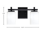 Franklin Two Light Bath Bar in Matte Black with White Muslin Shade
