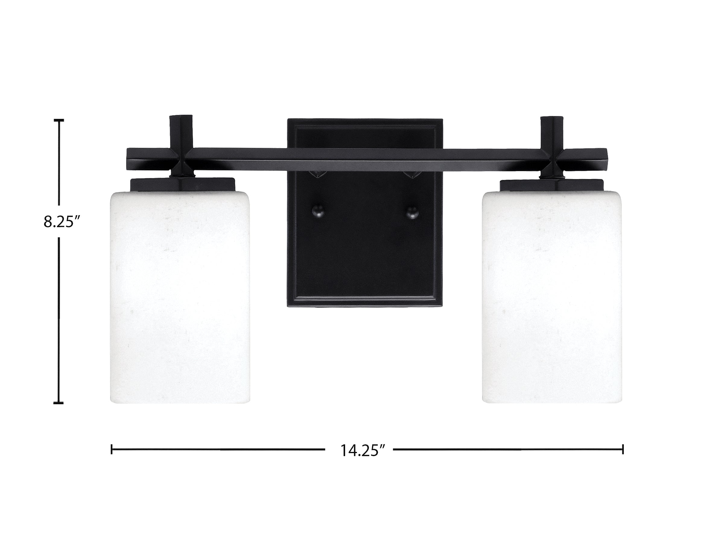 Franklin Two Light Bath Bar in Matte Black with White Muslin Shade