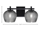 Franklin Two Light Bath Bar in Matte Black with Smoke Textured Shade