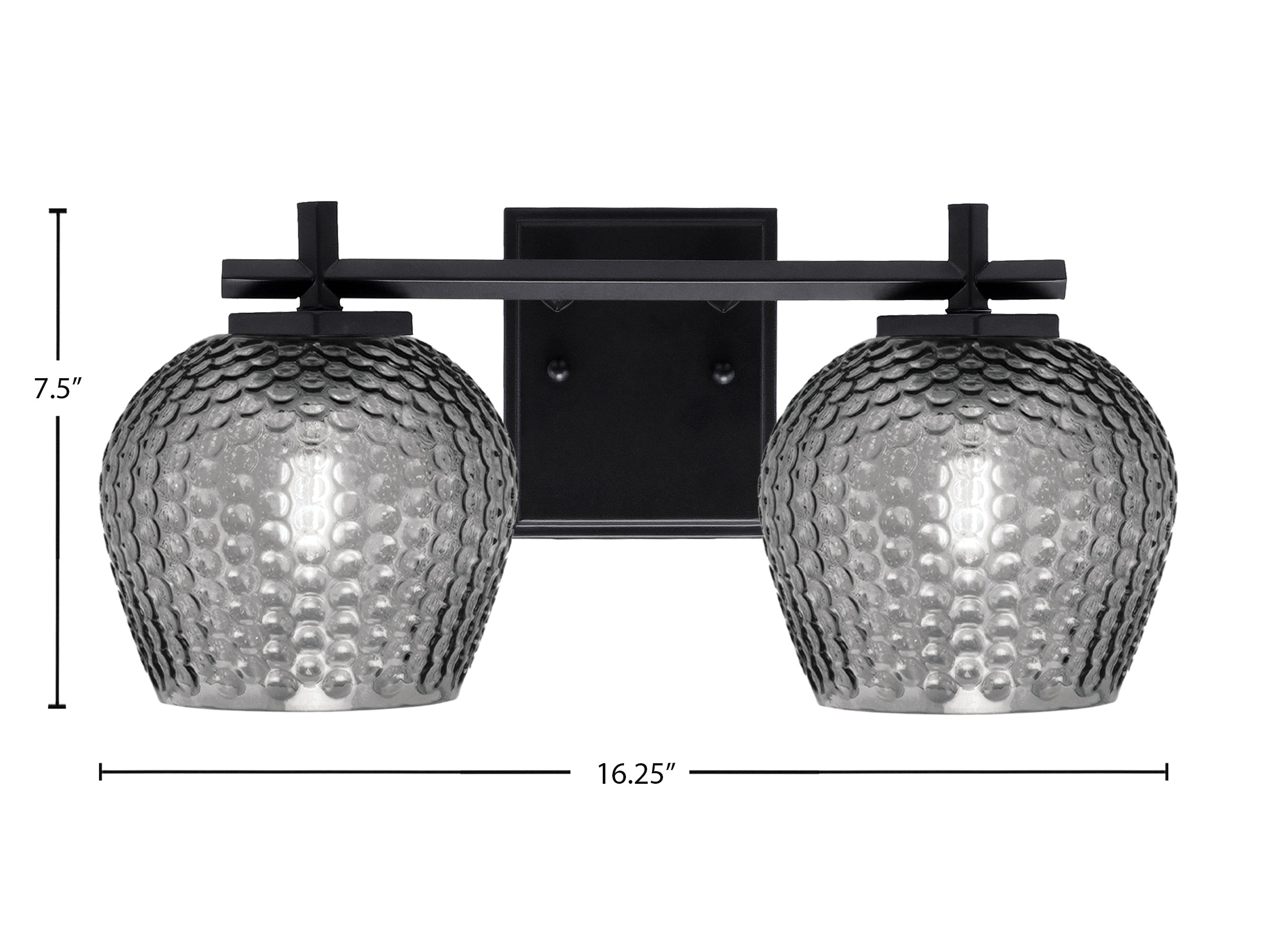 Franklin Two Light Bath Bar in Matte Black with Smoke Textured Shade