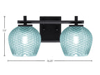 Franklin Two Light Bath Bar in Matte Black with Turquoise Textured Shade
