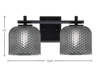 Franklin Two Light Bath Bar in Matte Black with Smoke Textured Shade