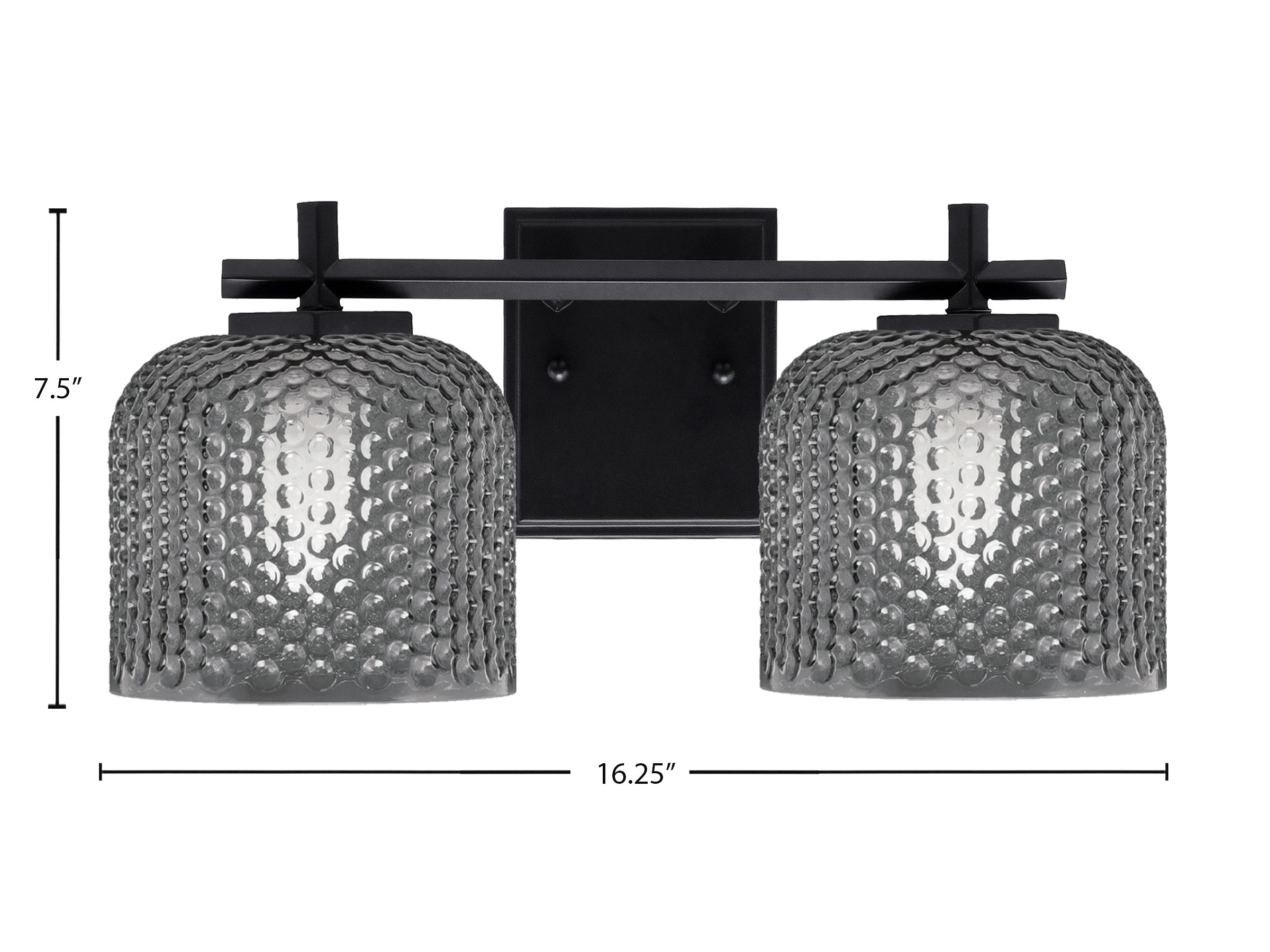 Franklin Two Light Bath Bar in Matte Black with Smoke Textured Shade