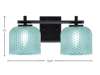 Franklin Two Light Bath Bar in Matte Black with Turquoise Textured Shade