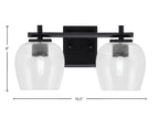 Franklin Two Light Bath Bar in Matte Black with Clear Bubble Shade