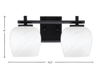Franklin Two Light Bath Bar in Matte Black with White Marble Shade